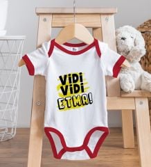 BK Kids Vidi Vidi Etma Tasarımlı Kırmızı Bebek Body Zıbın-1