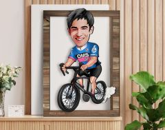 BK Gift Kişiye Özel Erkek Bisikletçi Karikatürlü 3D Ahşap Tablo, Sevgiliye Hediye, Arkadaşa Hediye, Yıl Dönümü Hediyesi, Doğum Günü Hediyesi-1