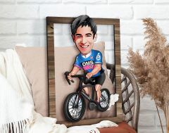 BK Gift Kişiye Özel Erkek Bisikletçi Karikatürlü 3D Ahşap Tablo, Sevgiliye Hediye, Arkadaşa Hediye, Yıl Dönümü Hediyesi, Doğum Günü Hediyesi-1