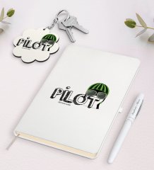 Kişiye Özel Pilot Beyaz Defter Kalem Ve Anahtarlık Hediye Seti