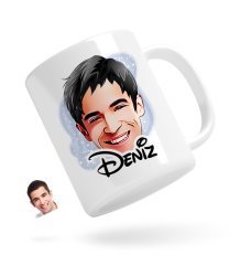Kişiye Özel Erkek Yüz Karikatürlü Beyaz Kupa Bardak-2