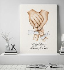 BK Gift Kişiye Özel El Ele Tutuşan Aile Tasarımlı Renkli Kanvas Tablo-3 50x70, Anneye Hediye, Aile Hediyesi