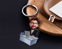 BK Gift Kişiye Özel Baba Karikatürlü Ahşap Anahtarlık-12 Sevgiliye Hediye, Arkadaşa Hediye, Doğum Günü Hediyesi