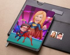 Bk Gift Kişiye Özel Anne ve Süper Çocuk Karikatürlü Beyaz Defter-1 , Arkadaşa Hediye , Sevgiliye Hediye