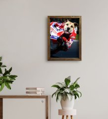 Evcil Dostlara Özel MotoGP Tasarımlı Portre Doğal Masif Ahşap Çerçeveli Tablo 45x65cm-4