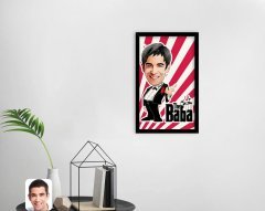 Kişiye Özel Godfather Baba Karikatürlü Dekoratif Ahşap Siyah Çerçeveli Tablo-1