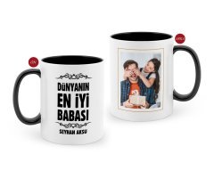 Kişiye Özel Babalar Günü Hediyesi Fotoğraflı Siyah Beyaz Kupa Bardak-50