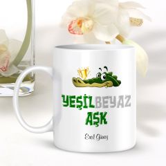 Kişiye Özel Yeşil Beyaz Aşk Kupa Bardak