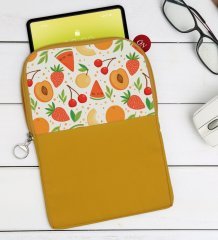 BK Gift Meyveler Tasarımlı Taşınabilir Koruyucu Tablet Kılıfı & Organizer Çanta - Sarı-1