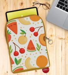 BK Gift Meyveler Tasarımlı Taşınabilir Koruyucu Tablet Kılıfı & Organizer Çanta - Sarı-1