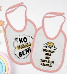 BK Kids Ko Verun Beni ve Takatum Kalmadi Tasarımlı 2’li Pembe Mama Önlüğü-1