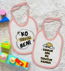 BK Kids Ko Verun Beni ve Takatum Kalmadi Tasarımlı 2’li Pembe Mama Önlüğü-1