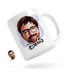 Kişiye Özel Erkek Yüz Karikatürlü Beyaz Kupa Bardak-1