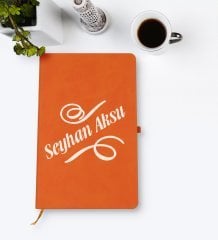 Kişiye Özel İsimli Turuncu Termo Deri Defter Model 5