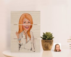 Kişiye Özel Kadın Model Karikatürlü Otantik Masaüstü Ahşap Palet Çerçeve-2