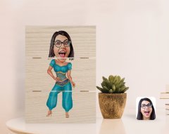Kişiye Özel Oryantal Karikatürlü Otantik Masaüstü Ahşap Palet Çerçeve-1