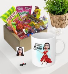 Kişiye Özel Bayan Kolay Yetişmiyor Karikatürlü Nostaljik Lezzetler Kupa Seti-1