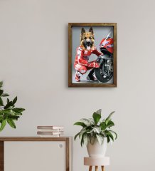 Evcil Dostlara Özel MotoGP Tasarımlı Portre Doğal Masif Ahşap Çerçeveli Tablo 45x65cm-3