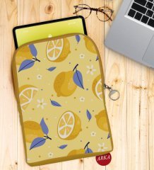 BK Gift Limon Tasarımlı Taşınabilir Koruyucu Tablet Kılıfı & Organizer Çanta - Sarı-1