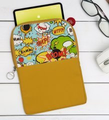 BK Gift Pop Art Tasarımlı Taşınabilir Koruyucu Tablet Kılıfı & Organizer Çanta - Sarı-3