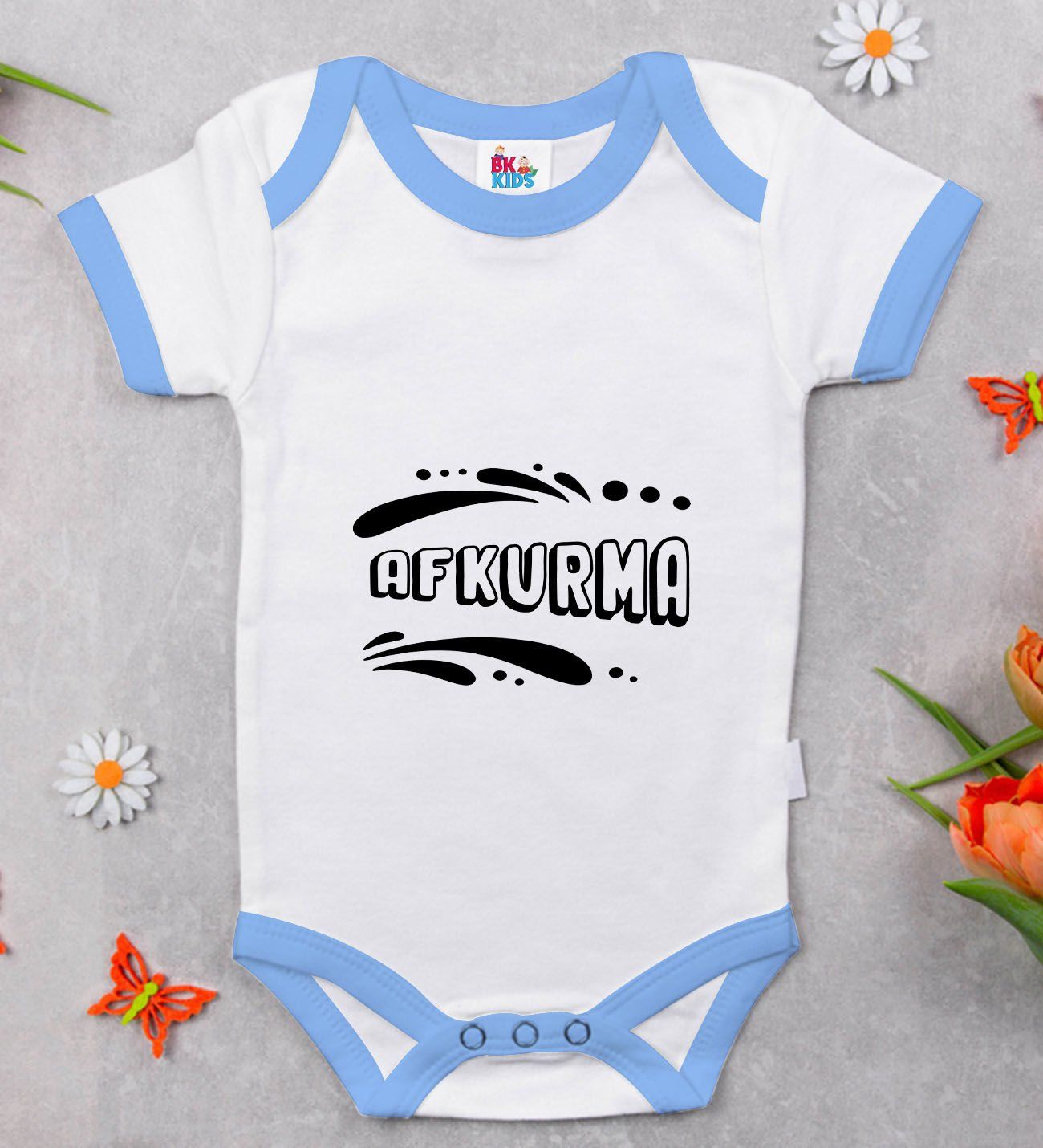 BK Kids Afkurma Tasarımlı Mavi Bebek Body Zıbın-1