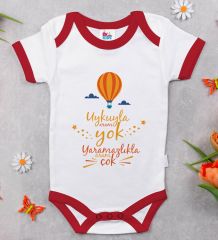 BK Kids Uykuyla Aram Yok Tasarımlı Kırmızı Bebek Body Zıbın-1