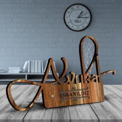 Kişiye Özel Mesleki Avukat Ahşap Masa İsimliği - D5