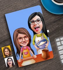 Kişiye Özel Anne Kız Karikatürlü Defter-2