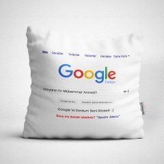 Kişiye Özel Google Dünyanın En Mükemmel Annesi Tasarımlı Beyaz Yastık Kılıfı