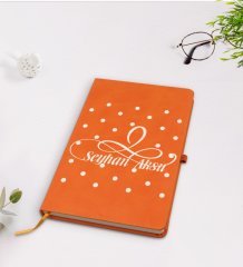 Kişiye Özel İsimli Turuncu Termo Deri Defter Model 4