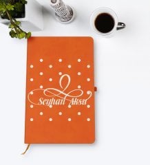 Kişiye Özel İsimli Turuncu Termo Deri Defter Model 4