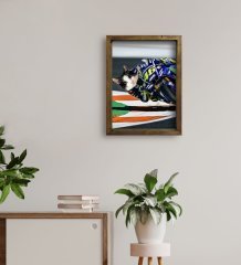 Evcil Dostlara Özel MotoGP Tasarımlı Portre Doğal Masif Ahşap Çerçeveli Tablo 45x65cm-2