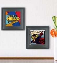 BK Gift Popart Tasarımlı 2’li Ahşap Çerçeveli Taş Duvar Dekoru-16