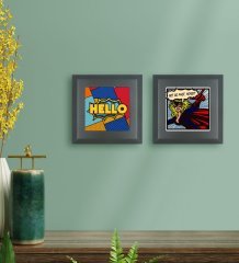 BK Gift Popart Tasarımlı 2’li Ahşap Çerçeveli Taş Duvar Dekoru-16