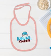 BK Kids Kahvaltı Zamanı Tasarımlı Pembe Bebek Body Zıbın ve Mama Önlüğü Hediye Seti-1