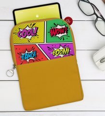 BK Gift Pop Art Tasarımlı Taşınabilir Koruyucu Tablet Kılıfı & Organizer Çanta - Sarı-2