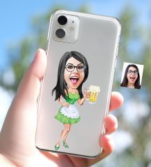 Kişiye Özel Bayan Karikatürlü iPhone 11 İnce Şeffaf Silikon Telefon Kapağı-30