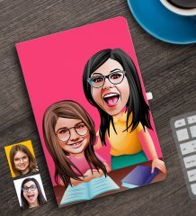 Kişiye Özel Anne Kız Karikatürlü Defter-1