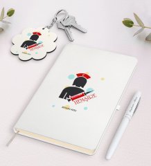 Kişiye Özel Hemşire Beyaz Defter Kalem ve Anahtarlık Hediye Seti-3