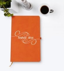 Kişiye Özel İsimli Turuncu Termo Deri Defter Model 3