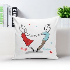 Kişiye Özel Beyaz Kare Yastık Kılıfı - 004