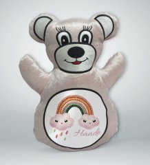 Kişiye Özel İsimli Krem Ayıcık Yastık-6