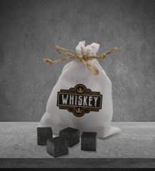 BK Gift Whiskey Tasarımlı Özel Kesesinde 12’li Doğal Granit Viski Soğutma Taşı Seti - Model 4