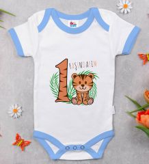 BK Kids 1 Yaşındayım Tasarımlı Mavi Bebek Body Zıbın-1