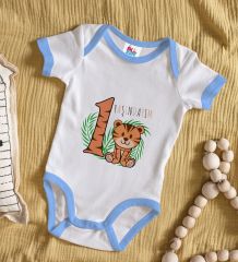 BK Kids 1 Yaşındayım Tasarımlı Mavi Bebek Body Zıbın-1