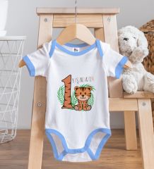 BK Kids 1 Yaşındayım Tasarımlı Mavi Bebek Body Zıbın-1