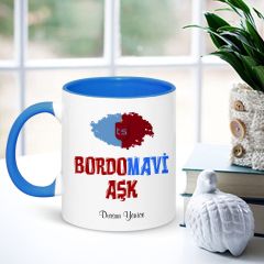 Kişiye Özel Bordo Mavi Aşk Kupa Bardak