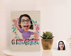 Kişiye Özel O Bir Çiçek Karikatürlü Otantik Masaüstü Ahşap Palet Çerçeve-3