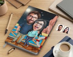 Bk Gift Kişiye Özel Sevgililer Karikatürlü Beyaz Defter-109 , Arkadaşa Hediye , Sevgiliye Hediye