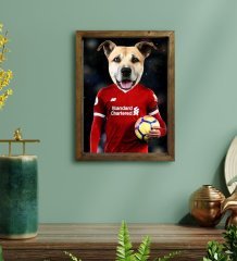 Evcil Dostlara Özel Futbolcu Tasarımlı Portre Doğal Masif Ahşap Çerçeveli Tablo 45x65cm-5
